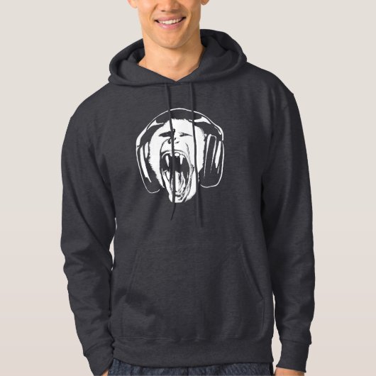 Veste À Capuche Headphones Musique singe (Devant)