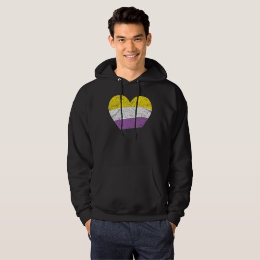 Veste À Capuche Heart with Non Binary Flag Nonbinary Pride Month (Devant entier)