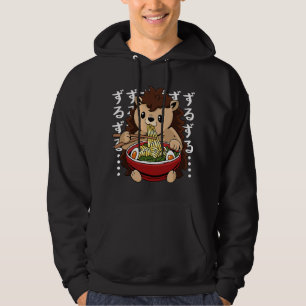Veste À Capuche Hérisson Mignon Mangeant Ramen Kawaii Anime Japona