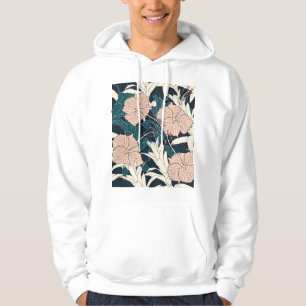 Veste À Capuche Hibiscus rose tropical, arrière - plan sombre