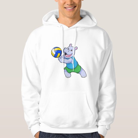 Veste À Capuche Hippo comme joueur de volleyball avec volleyball (Devant)