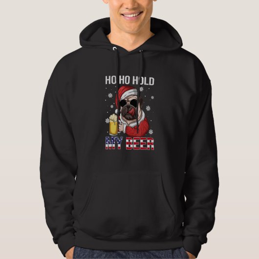 Veste À Capuche Ho Ho Hold Bière Carlin Santa Claus Pajama Noël (Devant)