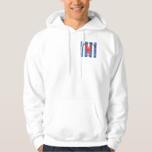 Homard rouge sur rayures de denim bleu et blanc