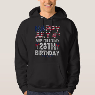 Veste À Capuche Hommes heureux 4 Juillet Et Oui C'est Mon 28e anni