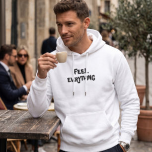 Veste À Capuche Hoodie graphique blanc « Feel Everything » pour ho