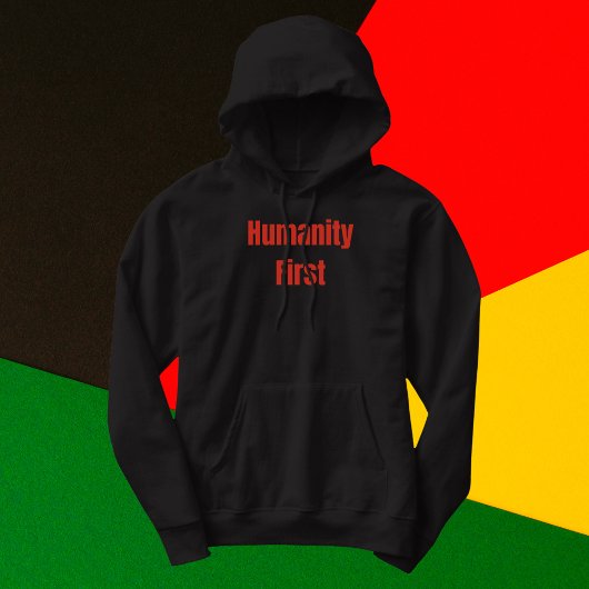 Veste À Capuche Humanité Premier Gras Texte Rouge