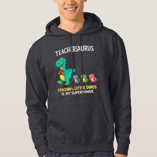 Veste À Capuche Humour de professeur Teachersaurus avec de petits (Devant)