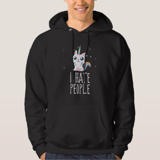 Veste À Capuche I Hate People Cute Unicorn Cat  Sarcastic Quote