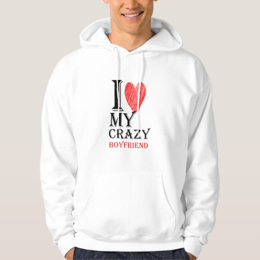 Veste À Capuche I Love My Crazy Boyfriend Purview With Red heart95 (Devant)