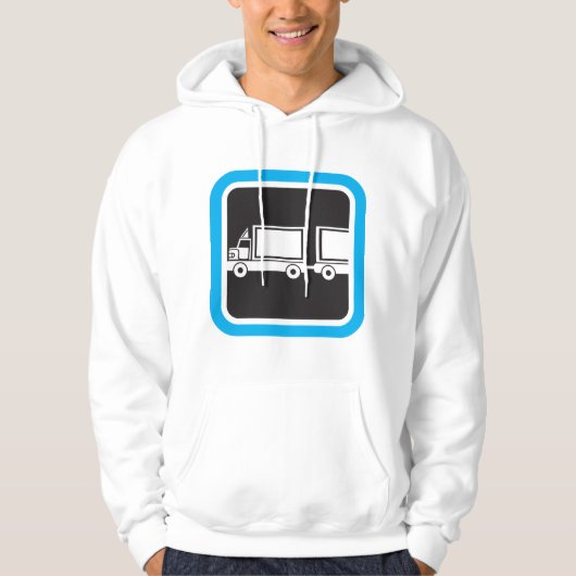 Veste À Capuche Icône bleue de semi-remorque et remorque (Devant)