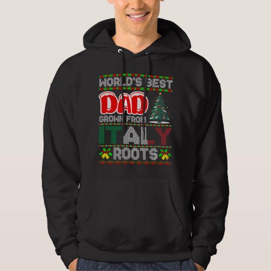 Veste À Capuche Idée Cadeau Noël Papa Italie Pull Ugly Sweater (Devant)
