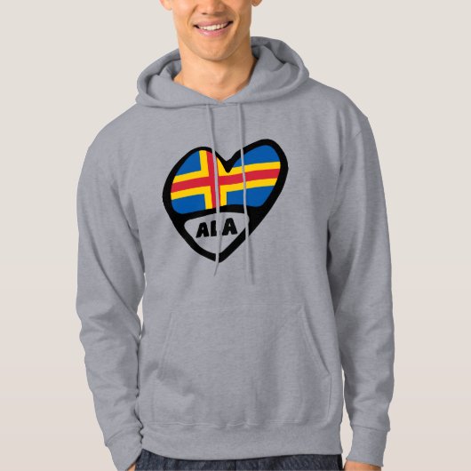 Veste À Capuche Îles Åland Code du pays Coeur du drapeau (Devant)