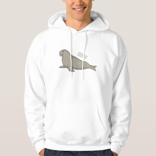 Veste À Capuche Illustration de dessin de phoque éléphant (Devant)