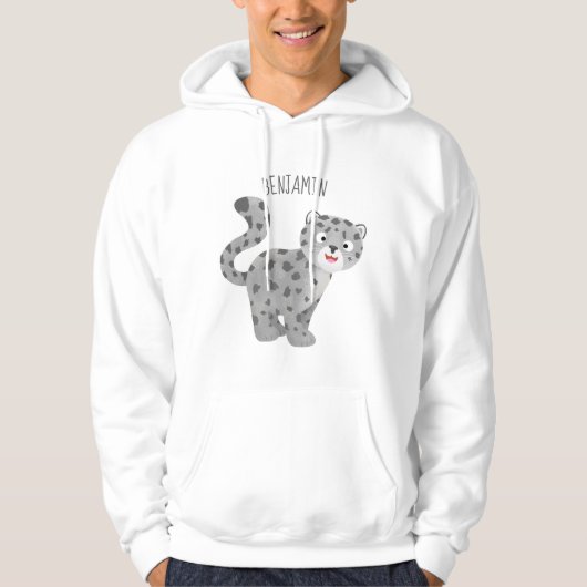 Veste À Capuche Illustration de mignon léopard des neiges (Devant)