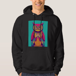 Veste À Capuche Illustration de portrait de hibou coloré - Oiseau 