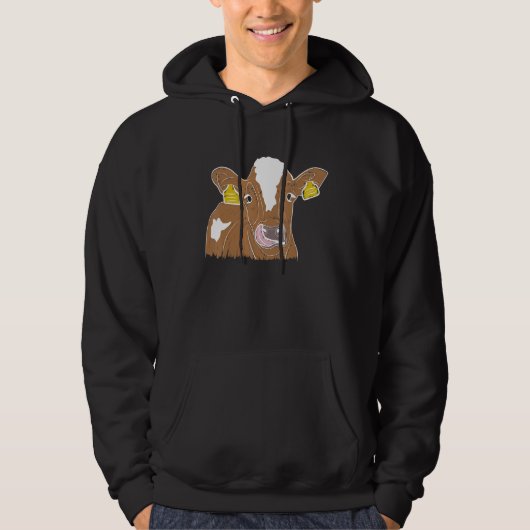 Veste À Capuche Illustration de vache vibrante (Devant)