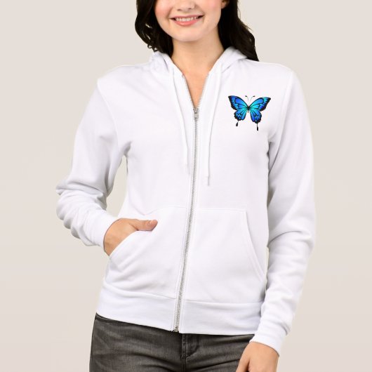 Veste À Capuche Illustration d'insecte bleu papillon-20284 (Devant)
