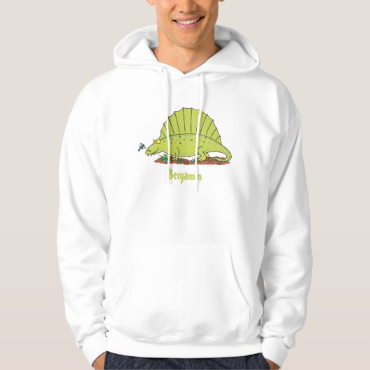 Veste À Capuche Illustration d'un dimétrodon vert mignon (Devant)