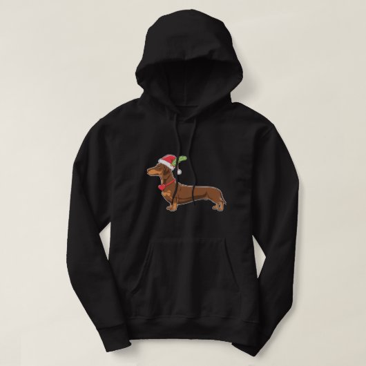 Veste À Capuche Illustration Festive Dachshund (Design devant)