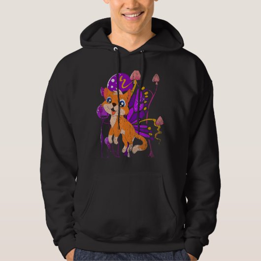 Veste À Capuche Imaginaire Papillon Champignons Chat Animaux de co (Devant)