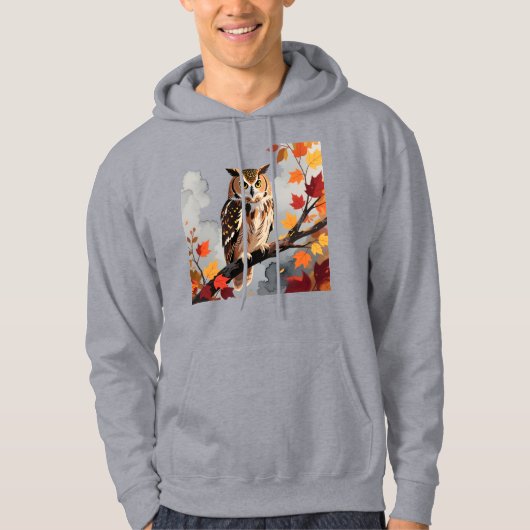 Veste À Capuche Impression d'art de faune de hibou majestueux (Devant)