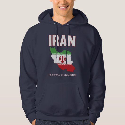 Veste À Capuche Iran Pride Carte du drapeau iranien Perse (Devant)