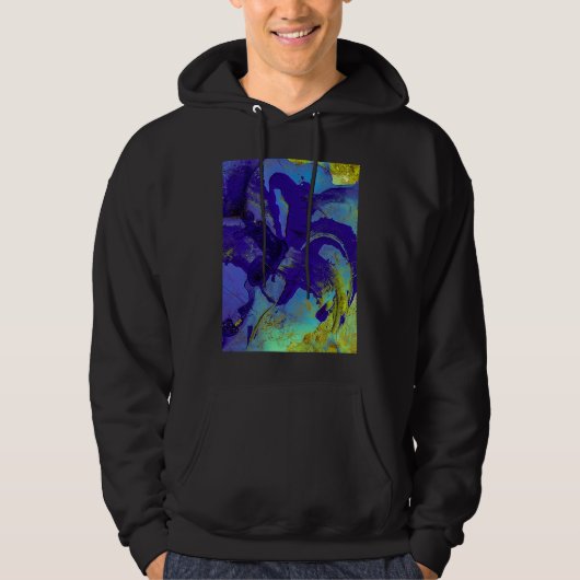 Veste À Capuche Iris Bleu Abstrait (Devant)