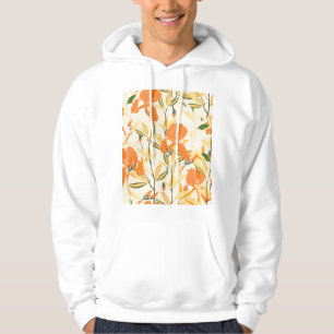 Veste À Capuche Iris orange : motif floral transparent