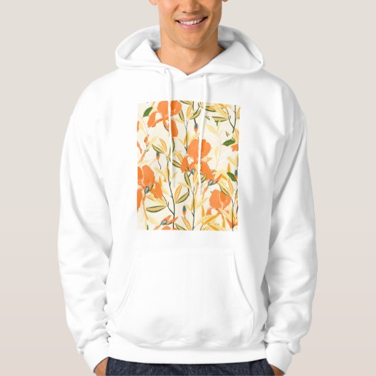 Veste À Capuche Iris orange : motif floral transparent (Devant)