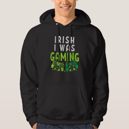 Veste À Capuche Irish I Was Gaming Funny St Patricks Day Gamer Boy (Devant)