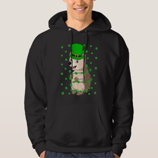 Veste À Capuche Irish Shamrock Leprechaun Hedgehog St Patrick's Da (Devant)