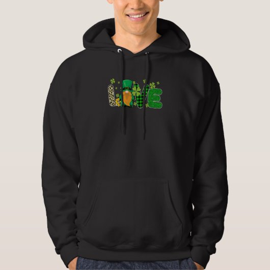 Veste À Capuche Irish St Patricks Day Love Gnome Shamrock Leopard  (Devant)