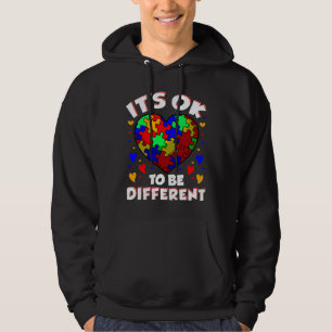 Veste À Capuche It S Ok To Be Different Autism Awareness Heart