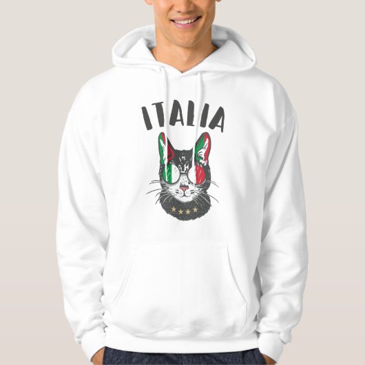 Veste À Capuche Italie Soccer Chat Mascotte drapeau italien (Devant)