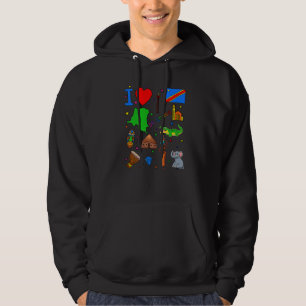 Veste À Capuche J'adore la RD du Congo La main dessinée de Congola