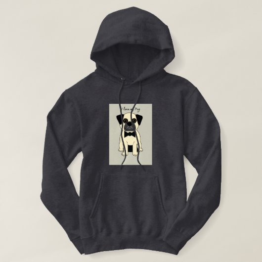 Veste À Capuche J'adore mon Pug (Design devant)