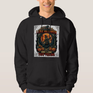 Veste À Capuche J'aime Halloween Squelette Épouvantail Pleine Lune