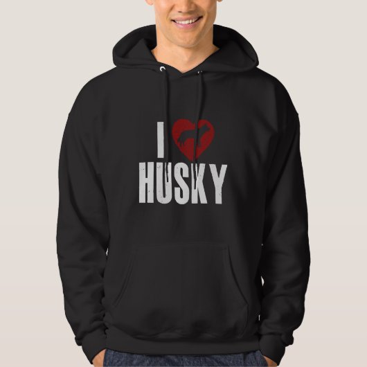Veste À Capuche J'Aime Husky (Devant)