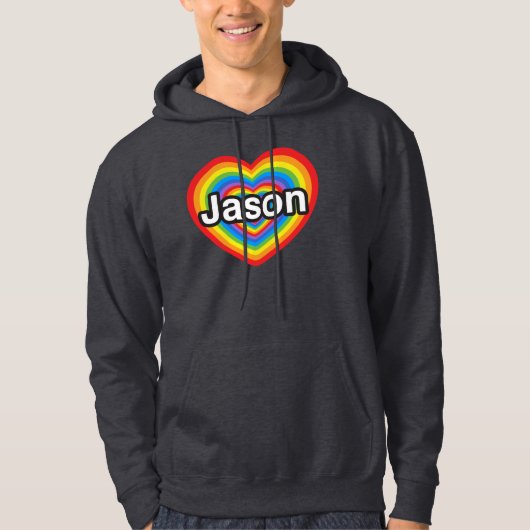 Veste À Capuche J'aime Jason. Je t'aime Jason. Cœur (Devant)