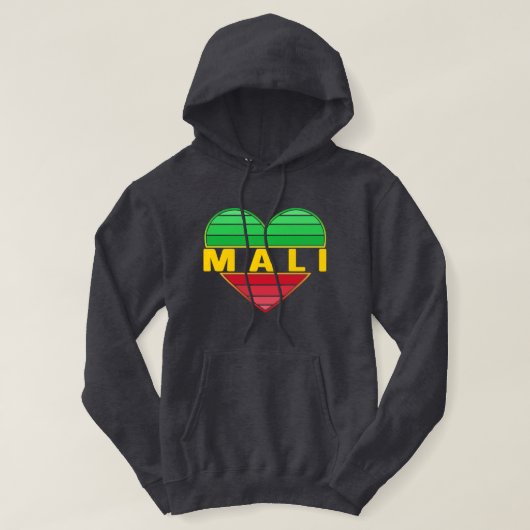 Veste À Capuche J'aime le Mali, coeur malien (Design devant)