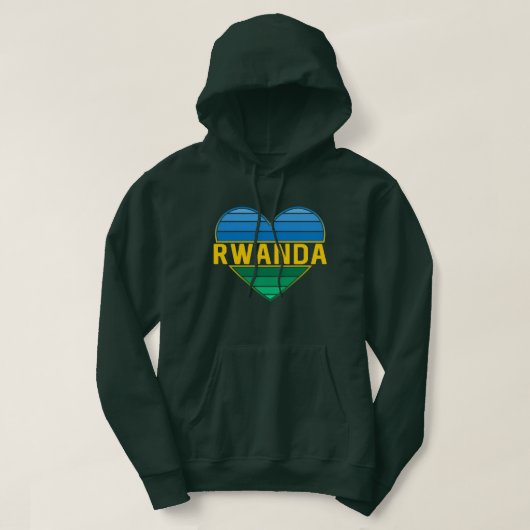 Veste À Capuche J'aime le Rwanda, le coeur rwandais rwandais (Design devant)