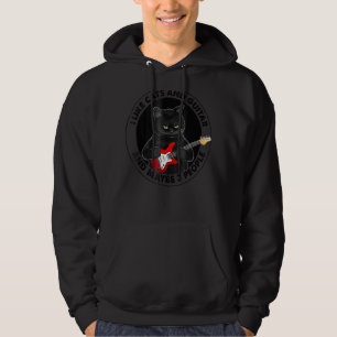 Veste À Capuche J'Aime Les Chats Et La Guitare Et Peut-Être 3 Pers