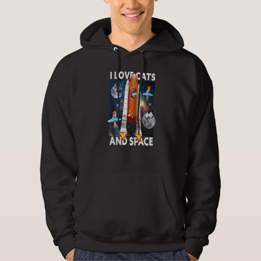 Veste À Capuche J'Aime Les Chats Et L'Espace Chat & Espace (Devant)