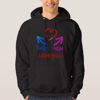 Veste À Capuche J'aime mes parents, j'aime Papa, j'aime ma Maman