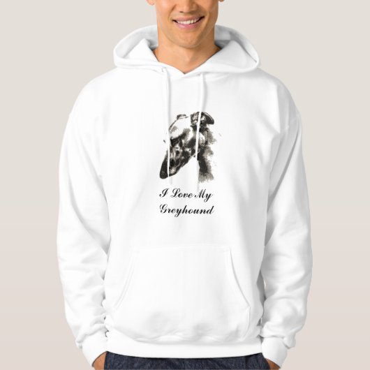Veste À Capuche J'aime mon chien de lévrier (Devant)