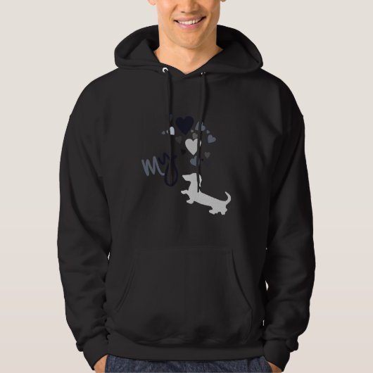 Veste À Capuche J'Aime Mon Dachshund ! (Devant)