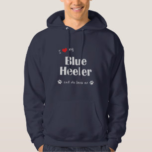 Veste À Capuche J'aime mon Heeler bleu (le chien femelle)