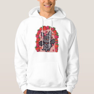 Veste À Capuche Jardin de fraises de chauve-souris Kawaii esthétiq