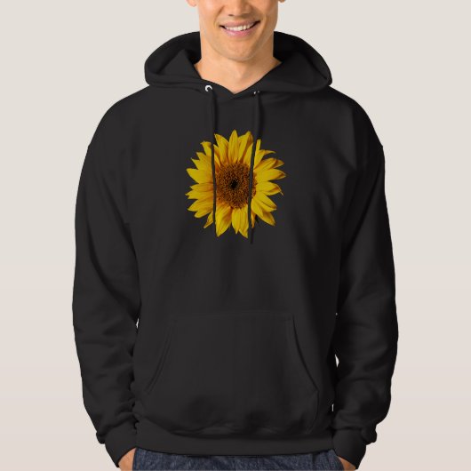 Veste À Capuche Jaune de tournesol sur le noir - fleurs (Devant)