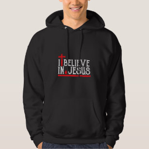 Veste À Capuche Je crois en Jésus - Foi chrétienne Croix Sang T